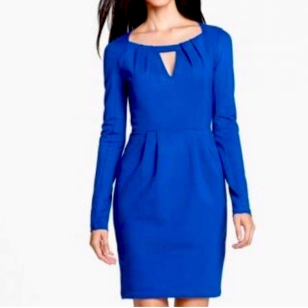 NWOT French Connection Electric Blue Long Sleeve Polyester Blend Dress Size 4
